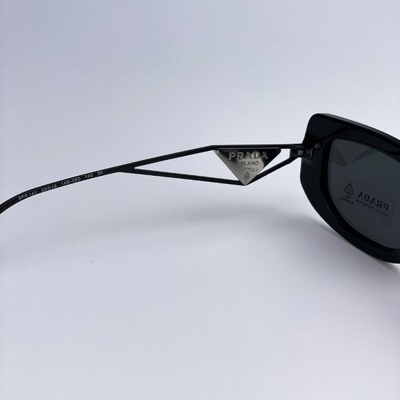 Prada PR14YS 1AB5S0 Sunglasses Black Dark Grey Rectangle Women - Picture 13 of 14